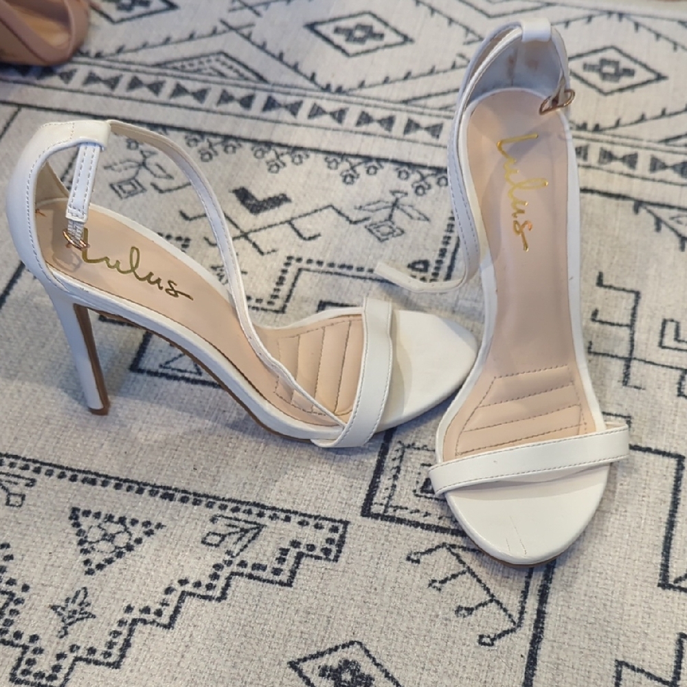 Lulu's Elegant Cream Strappy Heels
